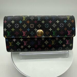 Louis Vuitton Portefeuille Sarah blk murakami  Long Wallet